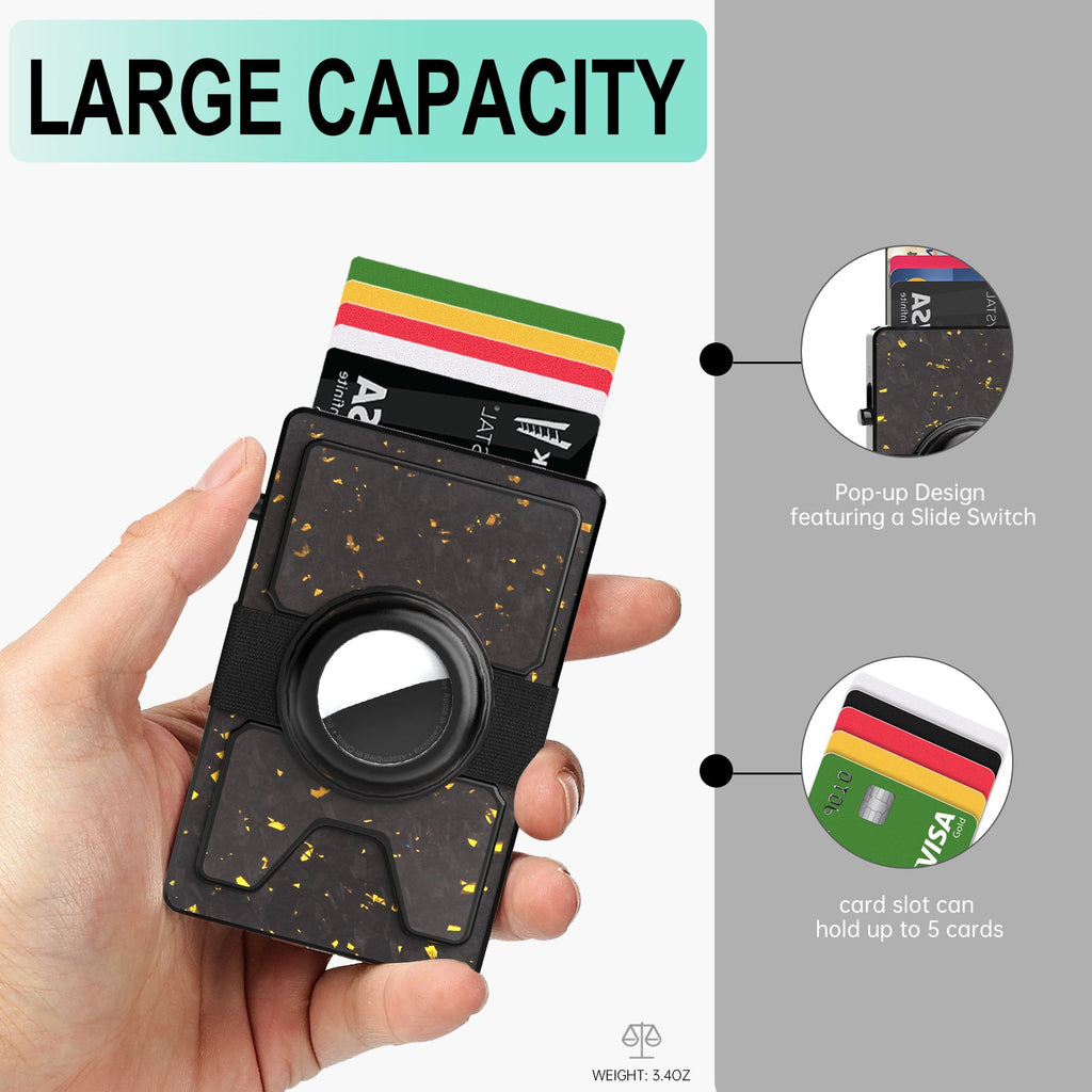 TOYFID Best Men's Forged Carbon Fiber Wallet with AirTag Holder & Expansion Board